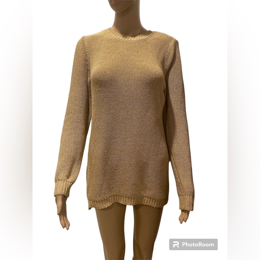J. McLAUGHLIN SWEATER CREWNECK TAN SIZE M